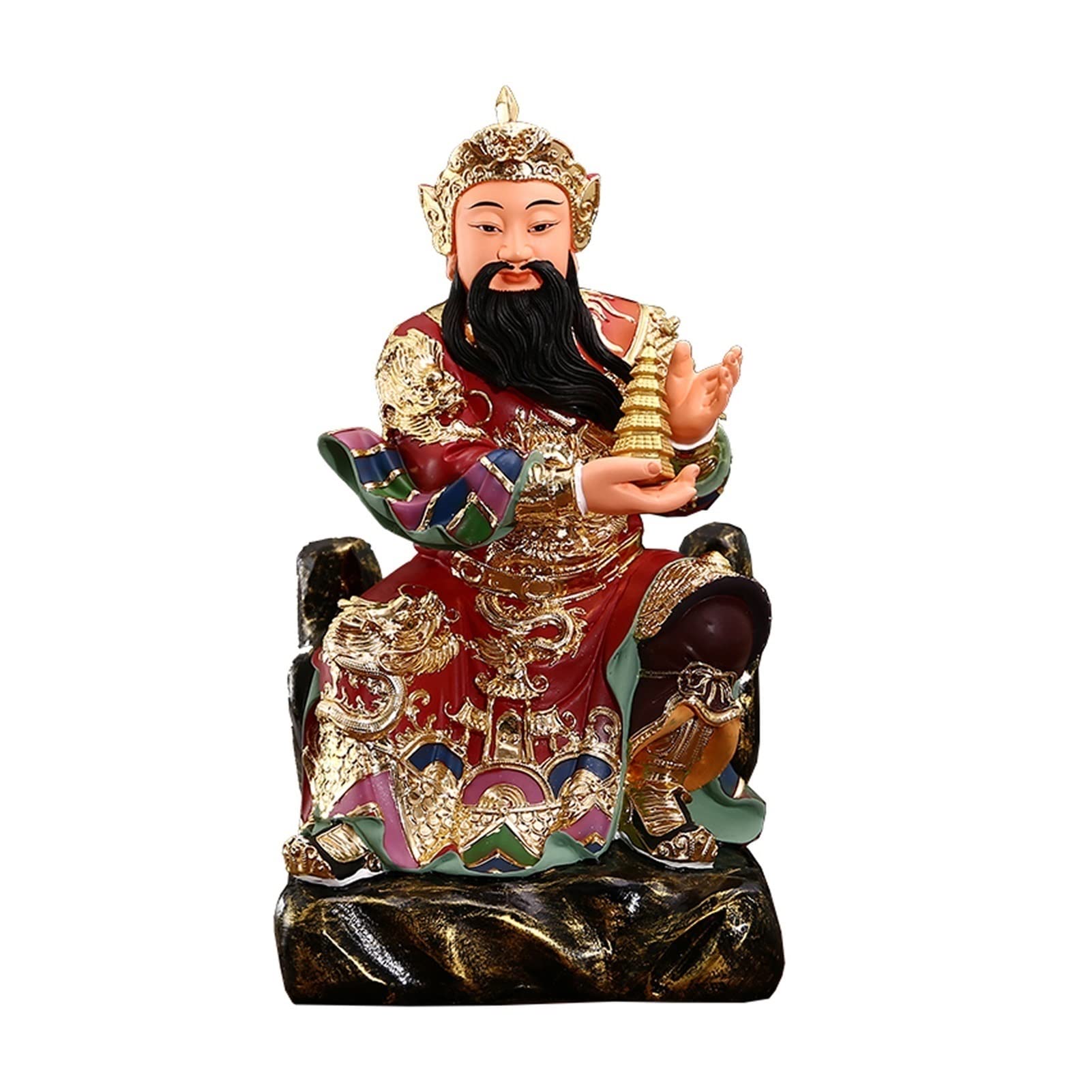 Figurine de bouddha réaliste en résine avec pagode pour collectionneur