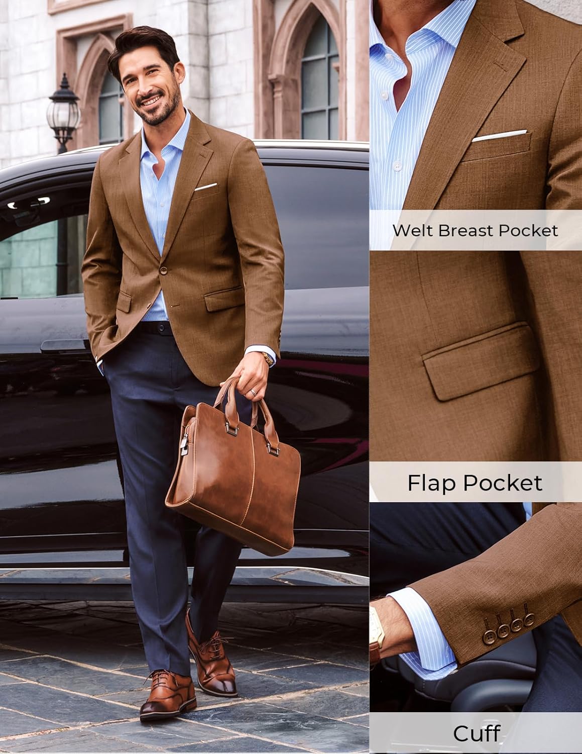 PJ PAUL JONES Mens Blazer Classic Lightweight Sports Coat Casual Slim Fit Sport Suit Jackets - Image 2