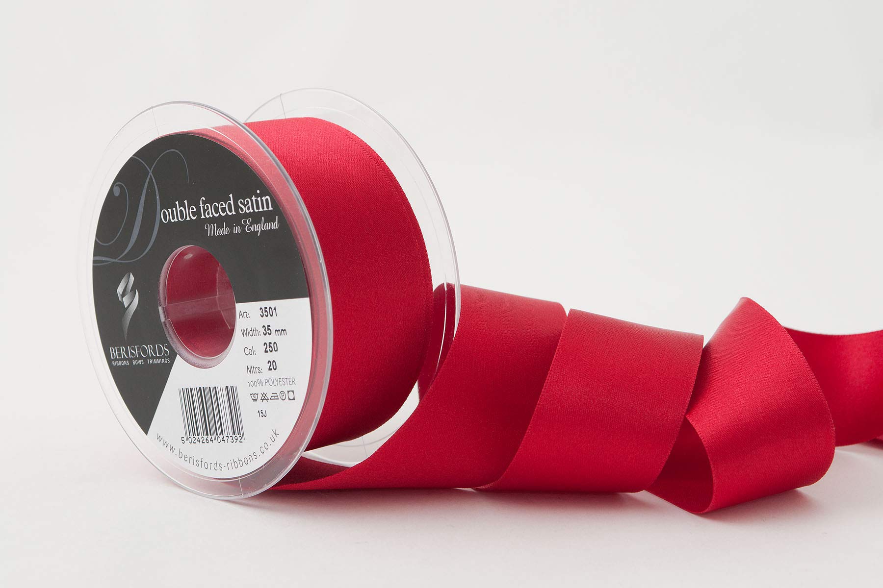 Berisfords 250 Red Double Faced Satin Ribbon