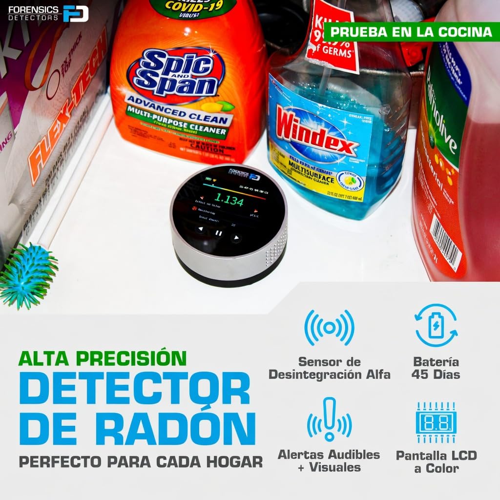 Detector de Radón de Forensics | para Inquilinos y Propietarios | Vida útil del Sensor de 20 años