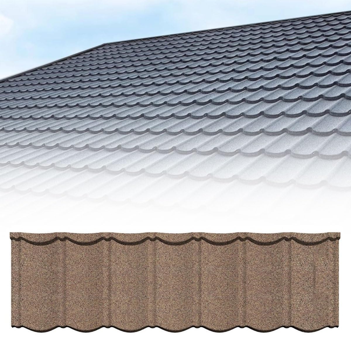 Joytar B Metal Roofing Shingles 52.7" X 16.5", Corrugated Galvanized Steel Roofing Panels, Architectural Roof Tiles For Outdoor Storage Shed, Garage, Arn, Carport, Waterproof Roof Cover(B)