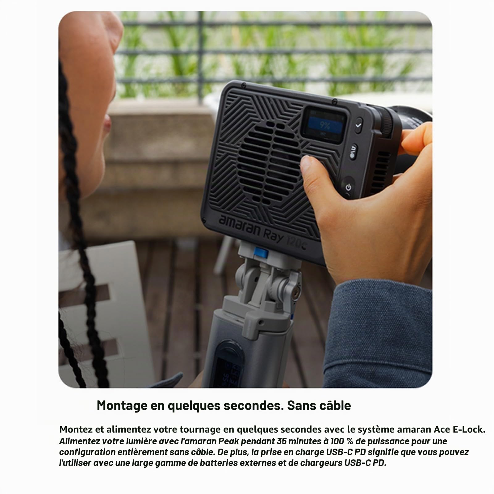 Éclairage vidéo Amaran Ray 120C RGB, projecteur LED COB de 120 W avec Monture Bowens et softbox Octa Dome 30, température de Couleur réglable de 1 800 K à 20 000 K, contrôle Via Application Mobile.