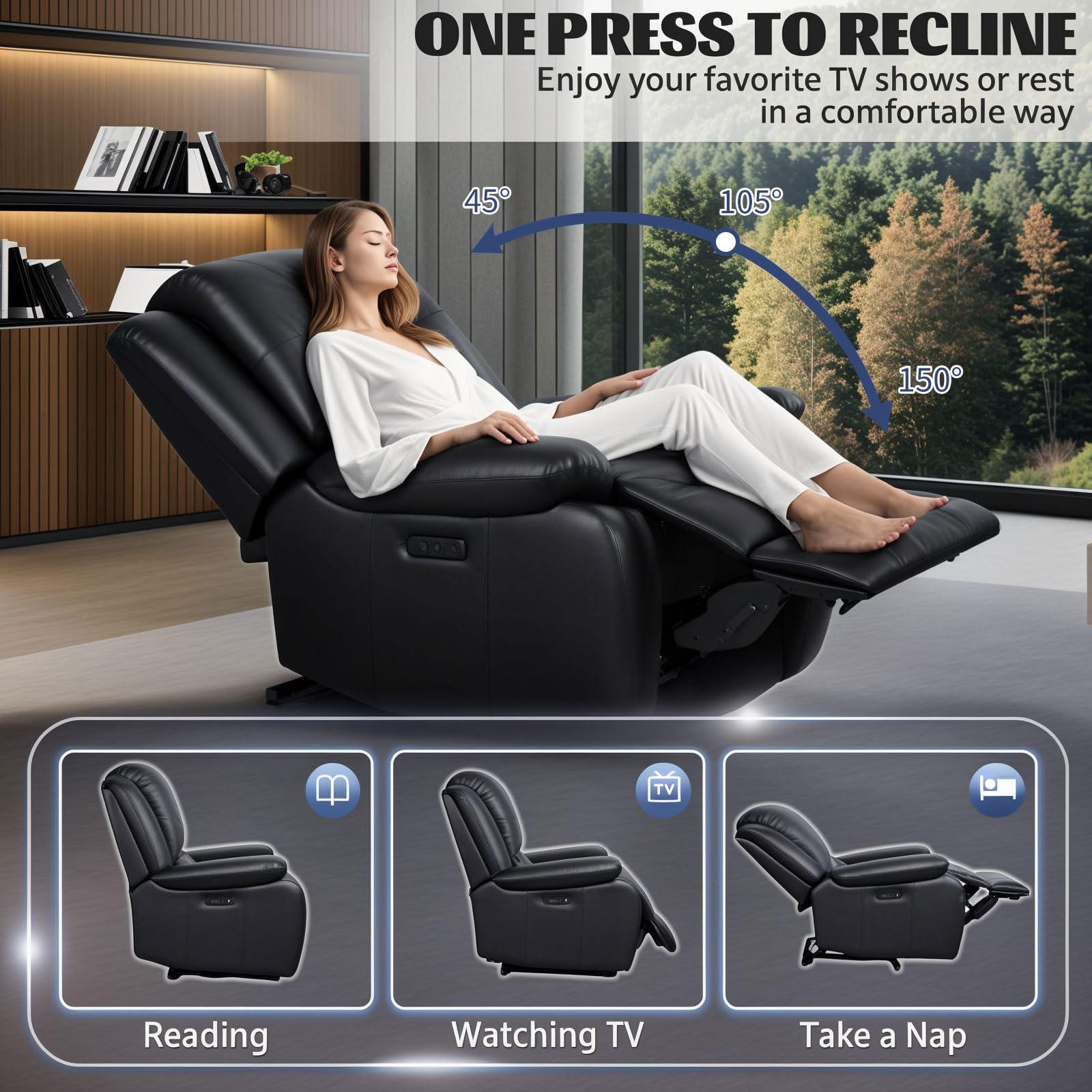 HealthRelife Massagesessel mit Massagekopf Elektrisch Relaxsessel Fernsehsessel mit Rückenmassage (Klopfen und Kneten) schwarz
