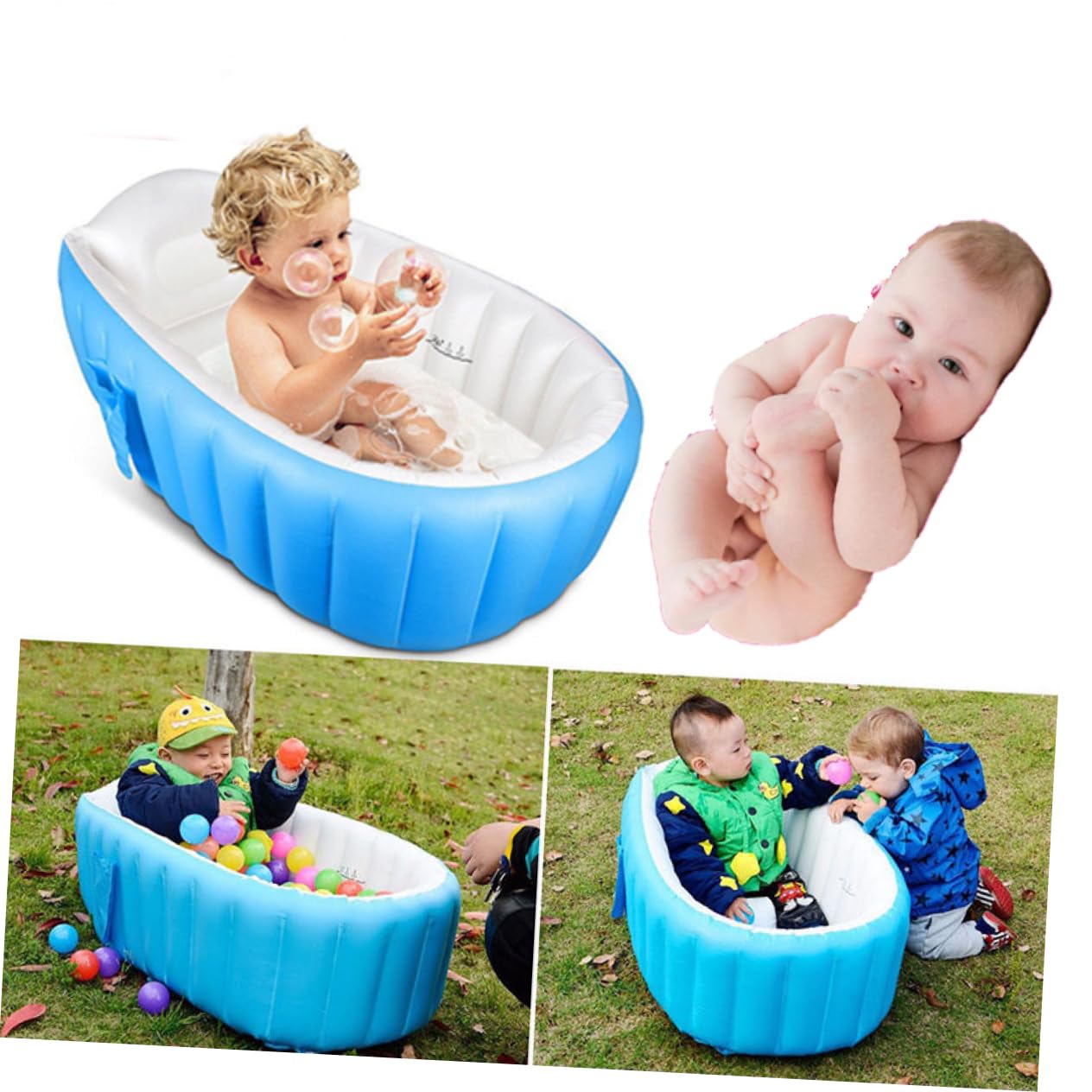 Bañera Inflable para Bebés Azul Portátil de Plástico para Viaje