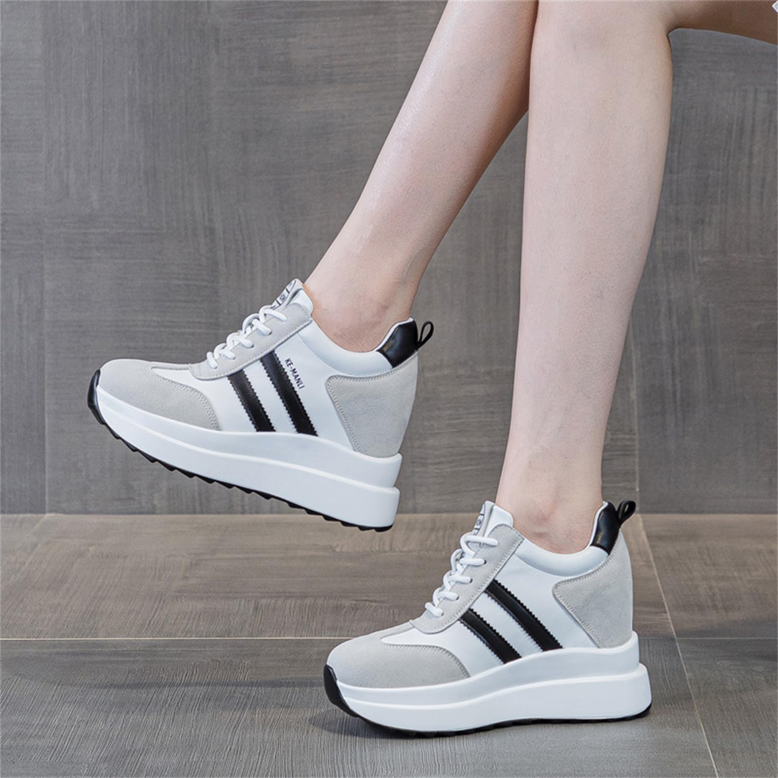 AONEGOLD Sneakers Zeppa Interna Donna Scarpe da Ginnastica Moda Pelle Alte Piattaforma Sportive Casual Scarpe Zeppa Interna con Tacco 10 cm