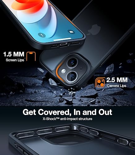 Miniatura 4 de TORRAS Funda diseñada a prueba de golpes para iPhone 13 Mini, protección militar contra caídas de 10 pies, parte trasera translúcida de