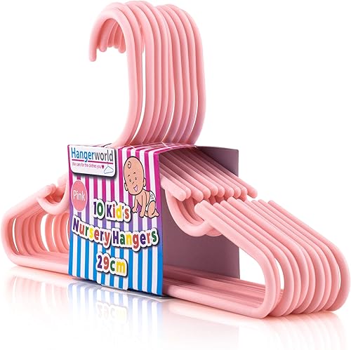 Hangerworld 40 rosa 11.4 pulgadas plástico niños abrigo ropa pantalones falda bar bebé niños pequeños perchas