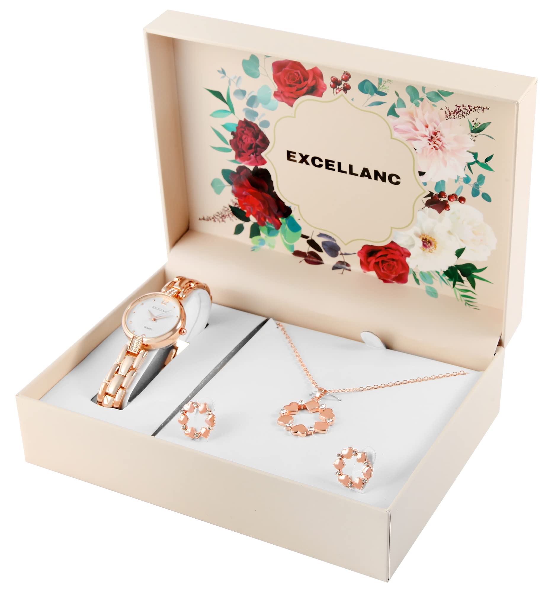 Excellanc Set regalo da donna, con ciondolo, analogico, al quarzo, 1800229