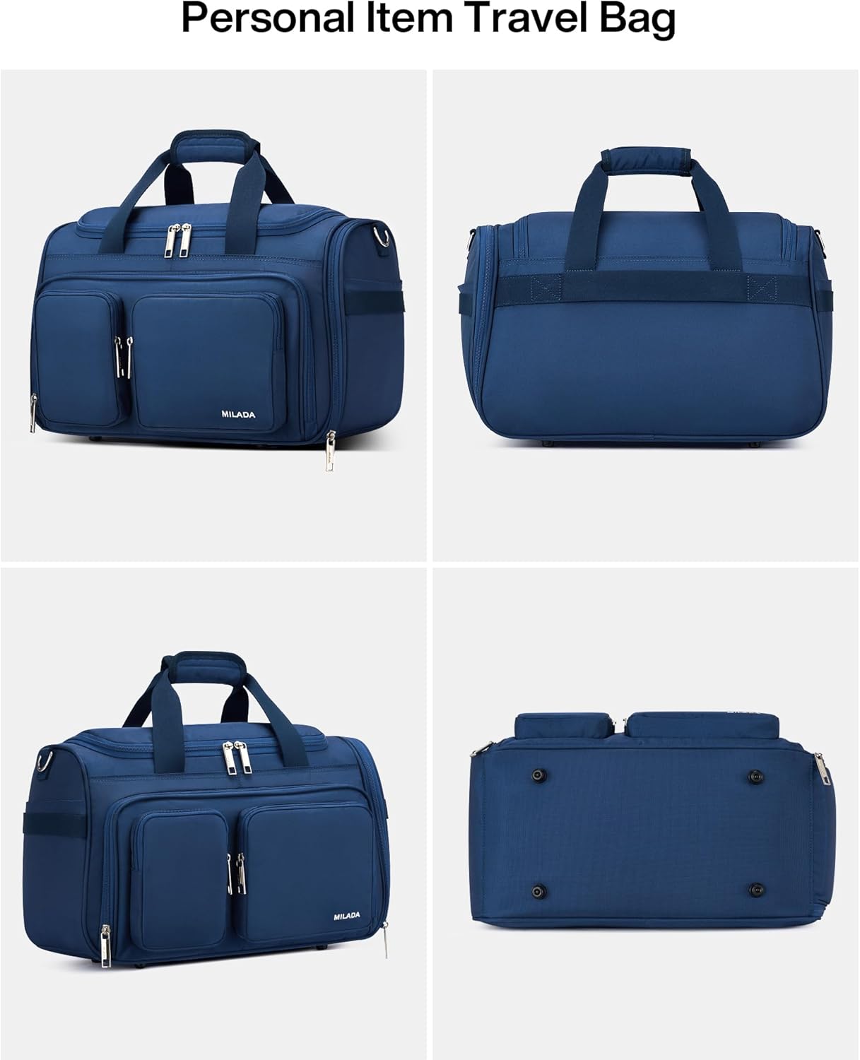 MILADA Underseat Carry On Luggage Bags for Travel Lightweight Foldable Carry On Bags for Airplanes Small Duffle Bag for Men Women TSA Approved Underseat Bag Travel Tote Bags, Blue - Image 6