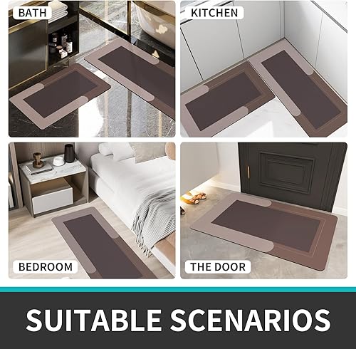 Miniatura 5 de Juego de alfombras de baño, tapetes de baño con tapetes para inodoro en forma de U, antideslizantes, absorbentes de agua, tapetes de baño para