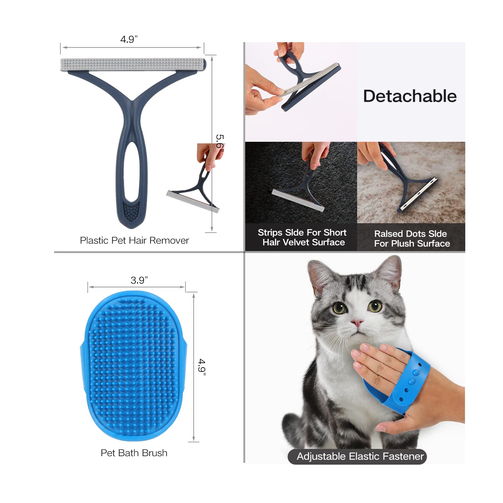 Juego de cepillos 7 en 1 para eliminar el pelo de mascotas, juego de cepillos para mascotas para perros y gatos, kit de cepillo de aseo para perros, juego de cepillos para la capa inferior