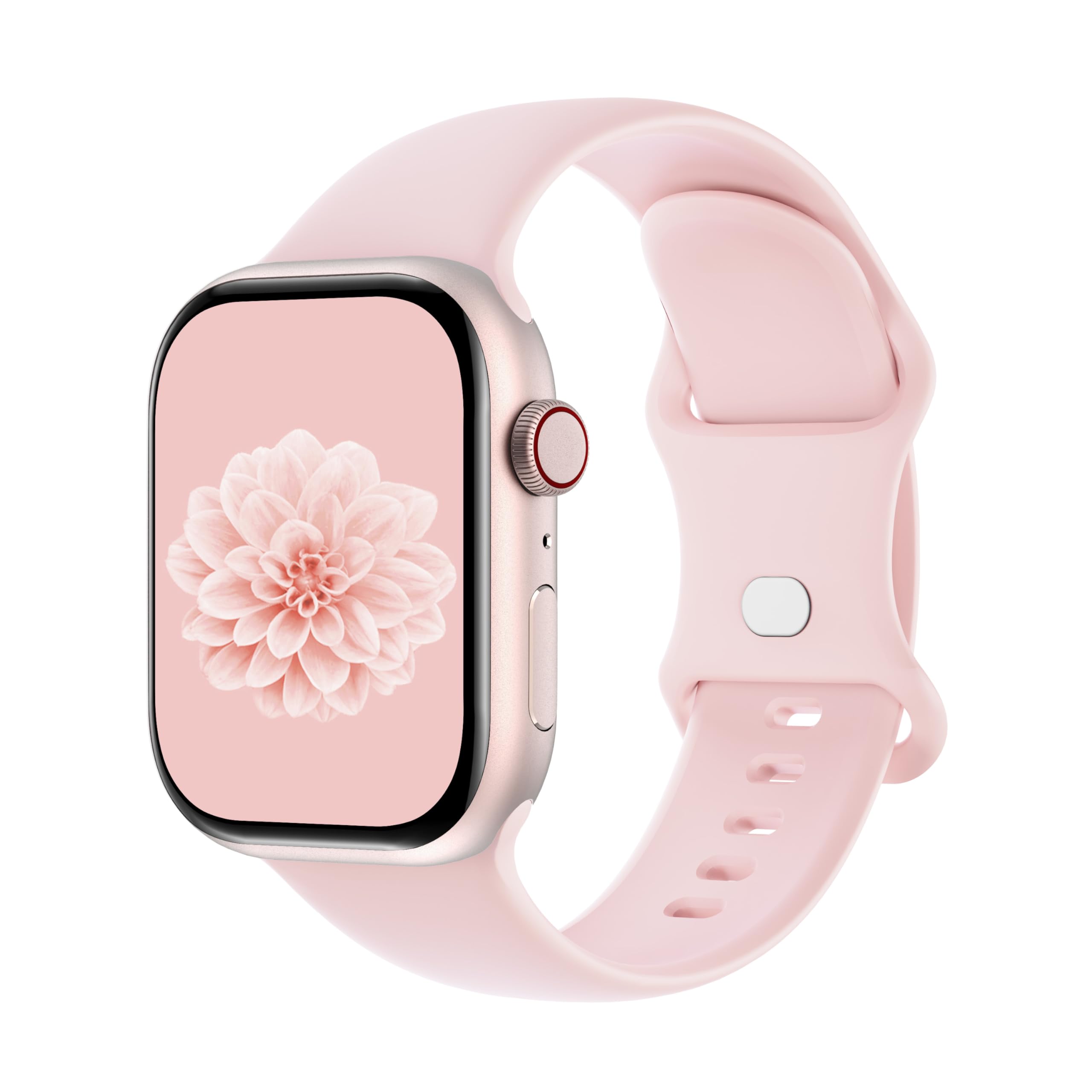Photo 1 of Aegce Silicone Sport Band Compatible with Apple Watch 41mm 40mm 38mm 42mm Women Men, Soft Strap Replacement Wristband for iWatch Ultra SE 3 2 1 Series 11 10 9 8 7 6 5 4, Light Pink S/M