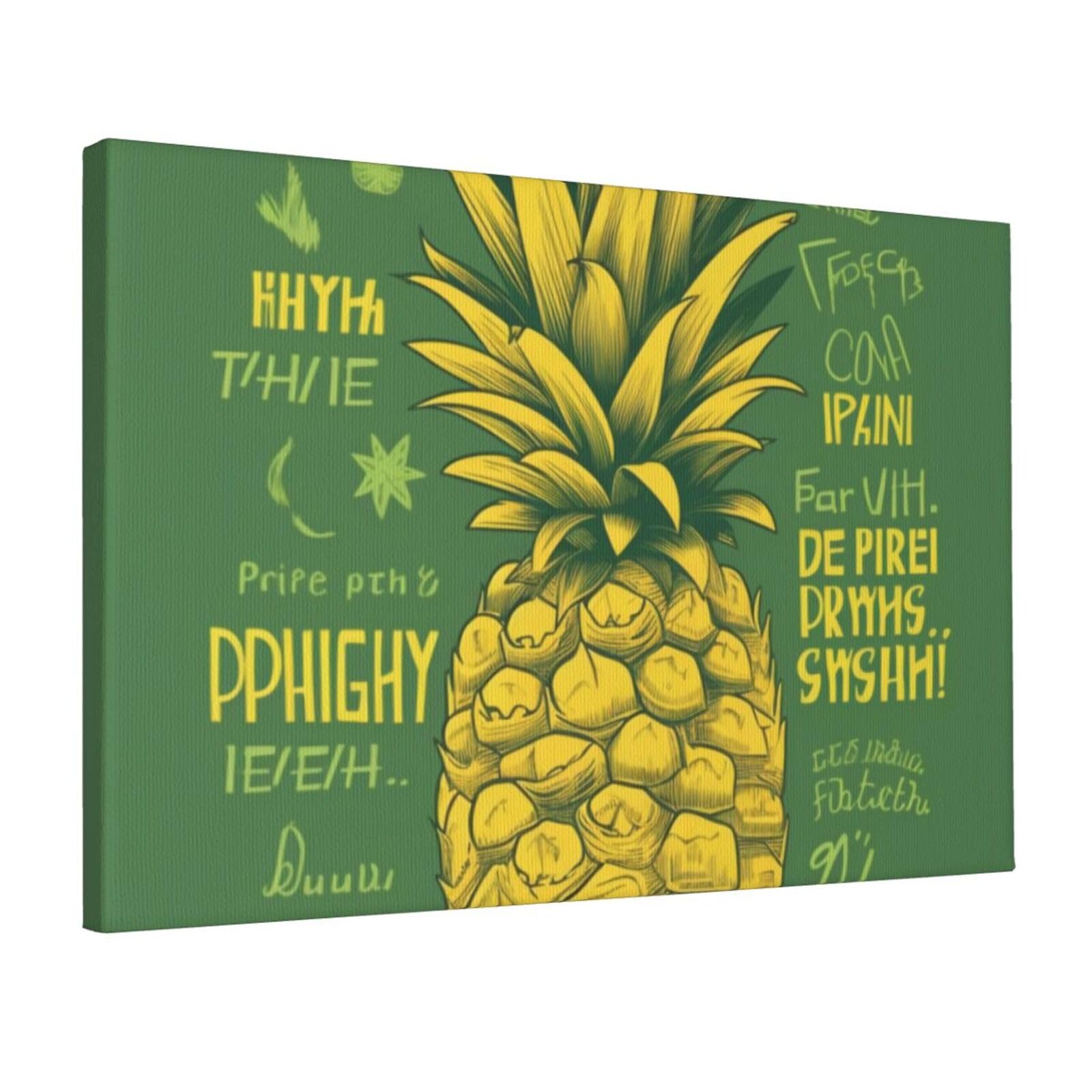 YKLJG Psych pineapple quote Printed Wall Art Canvas Prints 45x30 CM Wooden Framed Picture Painting Artwork for Bedroom Kitchen Home Office Decor