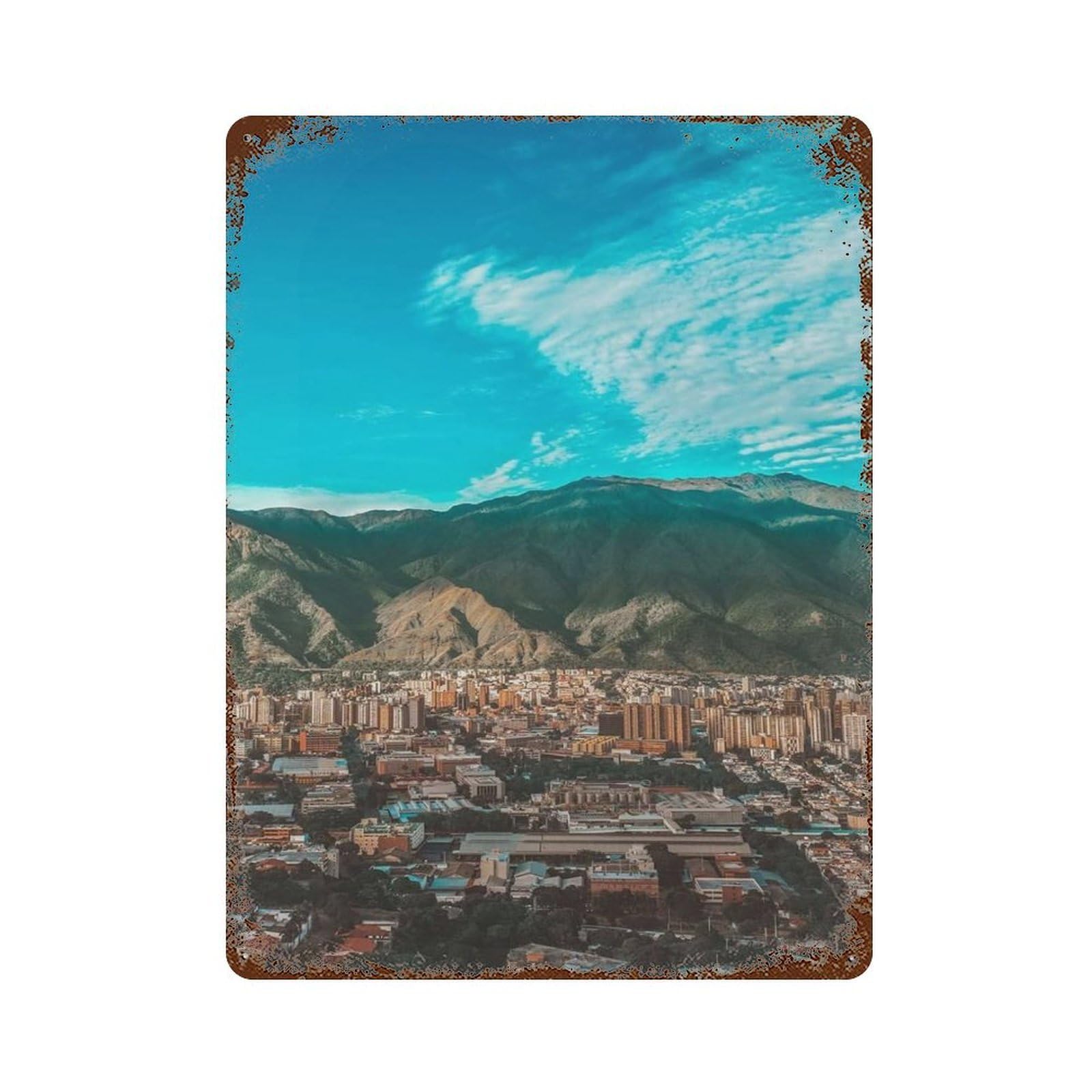 xiaoxiaoshen Cityscape Caracas Street Wall Decor Art Metal Tin Poster Modern Home Decor Art Home Bar Shop Decorations Vintage Sign 40x30cm