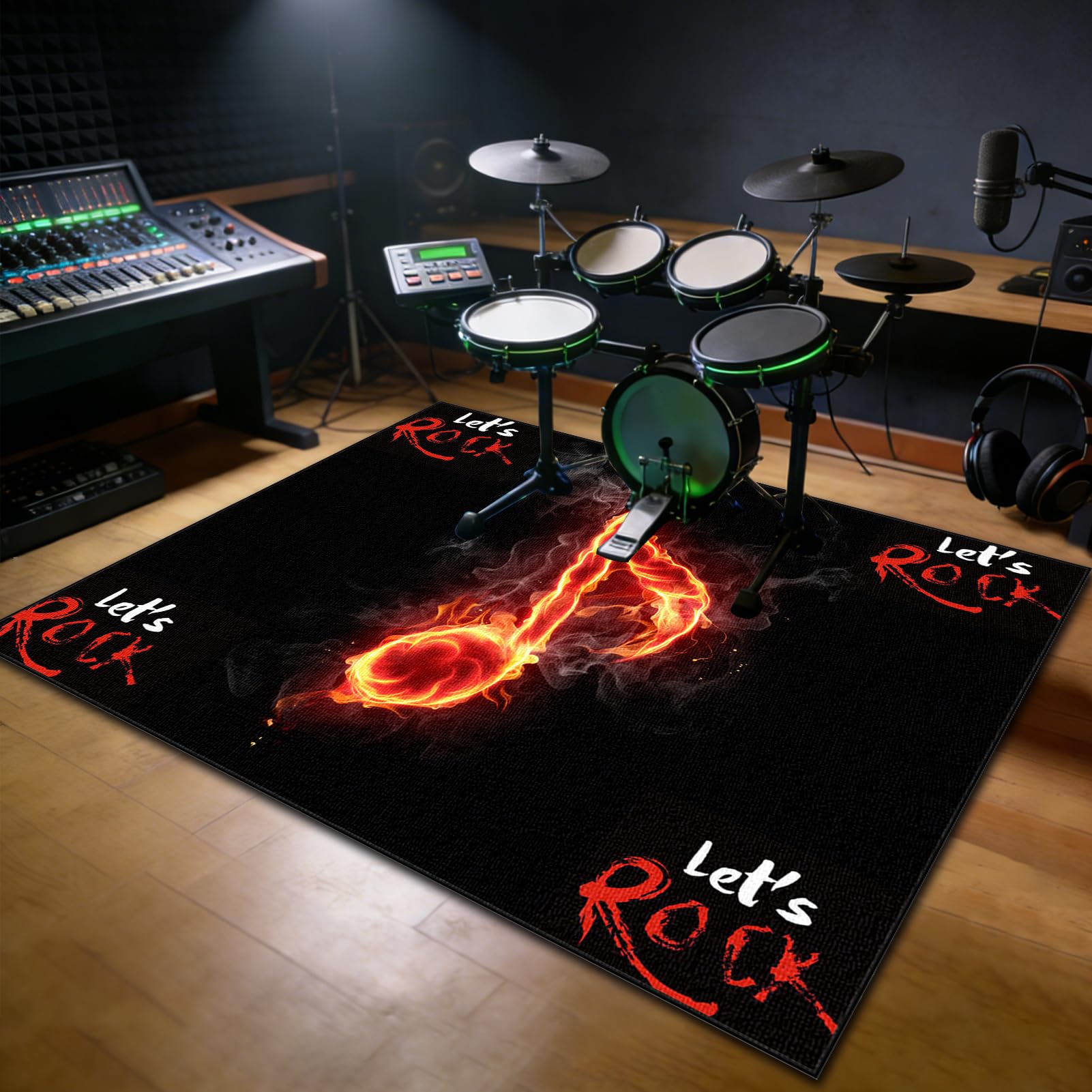 Schlagzeug Teppich Professioneller Schalldicht Drum Teppich 160 x 120 cm Rutschfeste Trommel Matte Schallschutz Akustik Teppich für Bass Drum Snare und Elektronische Instrumente Schlagzeugteppich
