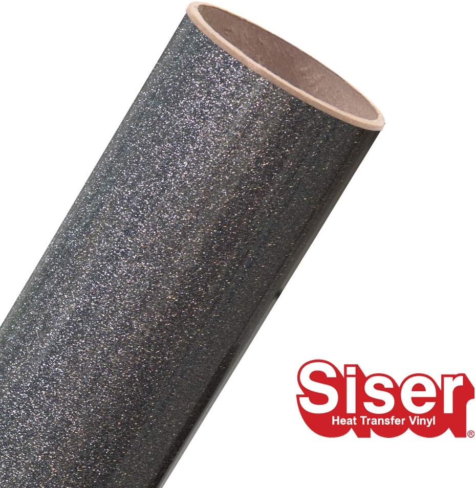 Siser Glitter HTV 11.8"x5yd Roll - Iron on Heat Transfer Vinyl (Black Silver)