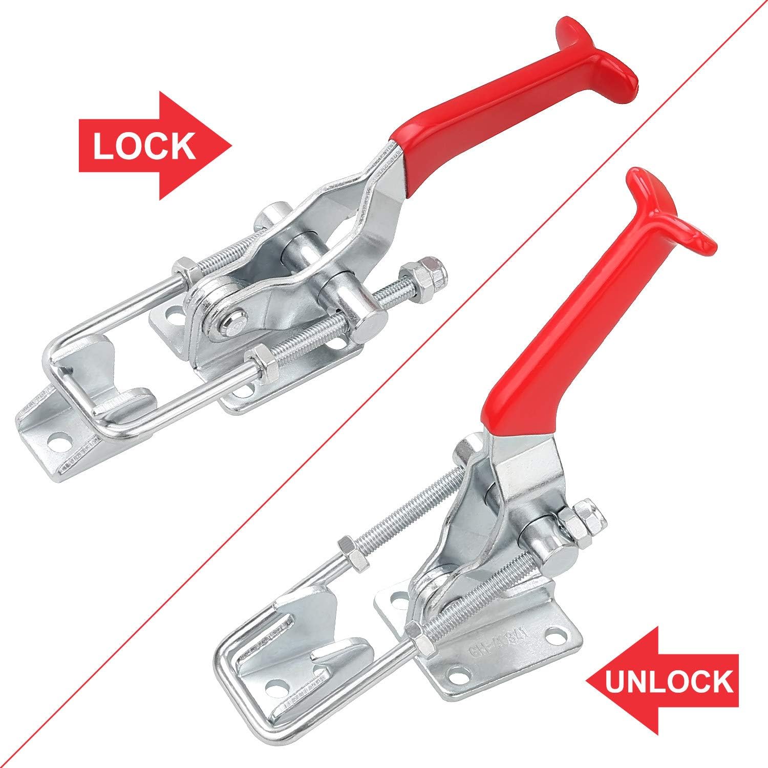 2Pack Adjustable Toggle Clamp 1000Lbs Capacity, Heavy Duty U-Bolt Door Latch, Door Latch-Action Clamp, Quick Release Toggle Latch for Smoker, Jeep Bumper and Tire Swing, Metal Tire Carrier Latch