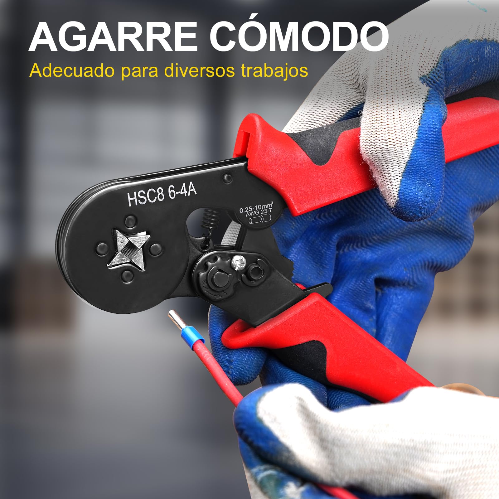 HYCHIKA Crimpadora Kit, Pelacables automático 3 en 1, Juego de alicates de corte con 1200 piezas 0,25-10mm²(AWG 24-8) Terminales, Crimpadora Punteras, Alicates de Crimpado