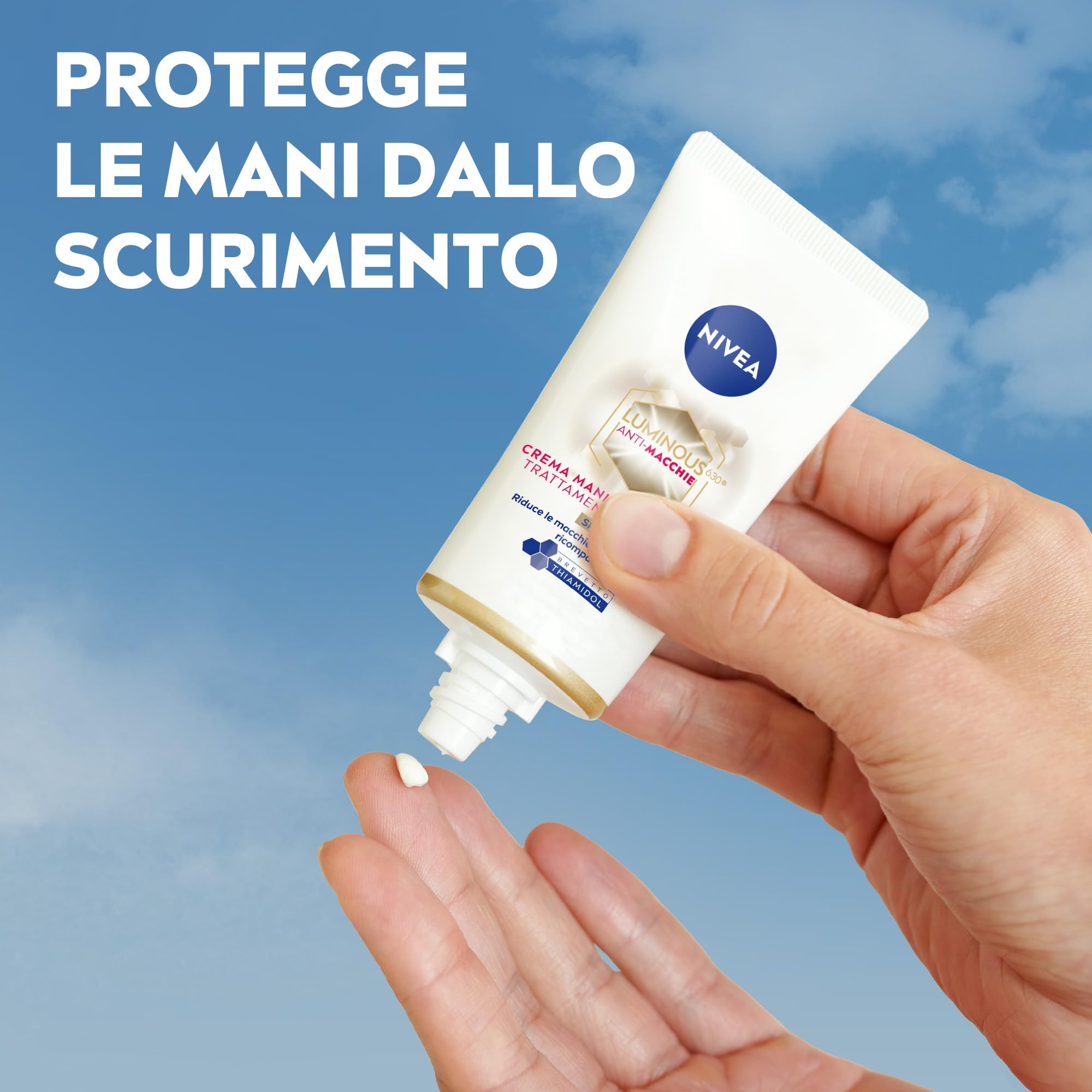 NIVEA Luminous630 Anti-Macchie Crema Mani Trattamento Avanzato SPF 15, 50 ml, Crema mani antiage e antimacchie, con Acido Ialuronico e Thiamidol brevettato, per mani secche e screpolate