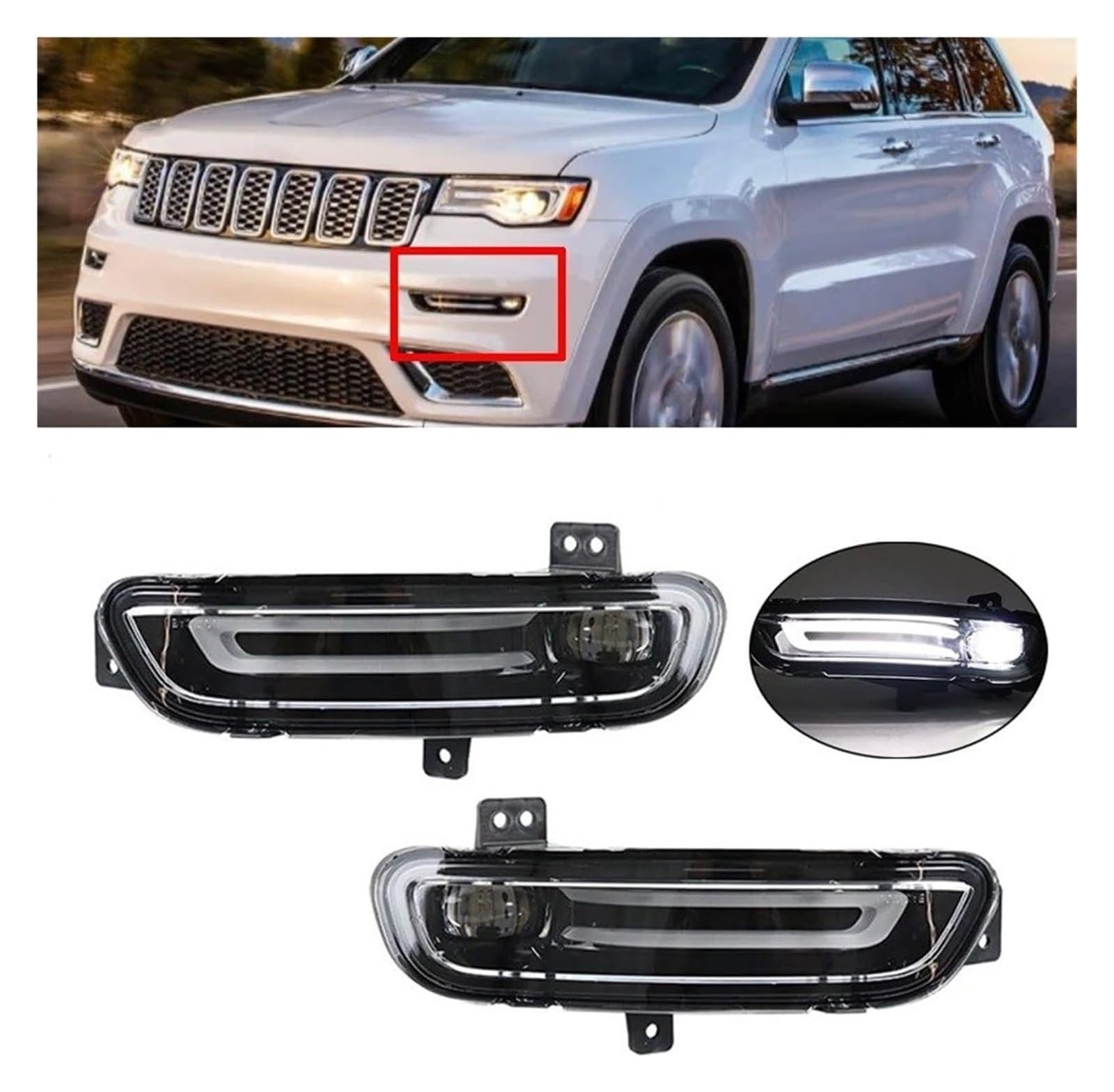 Ciloc Para Grand Para Cherokee 2017-2021 Luz Giro Indicador Espejo Lateral 68273052AC 68273053AC Conducción Diurna Coche Foglight Foglamp DRL Faros Marcha Luz Intermitente Retrovisor(1 par)