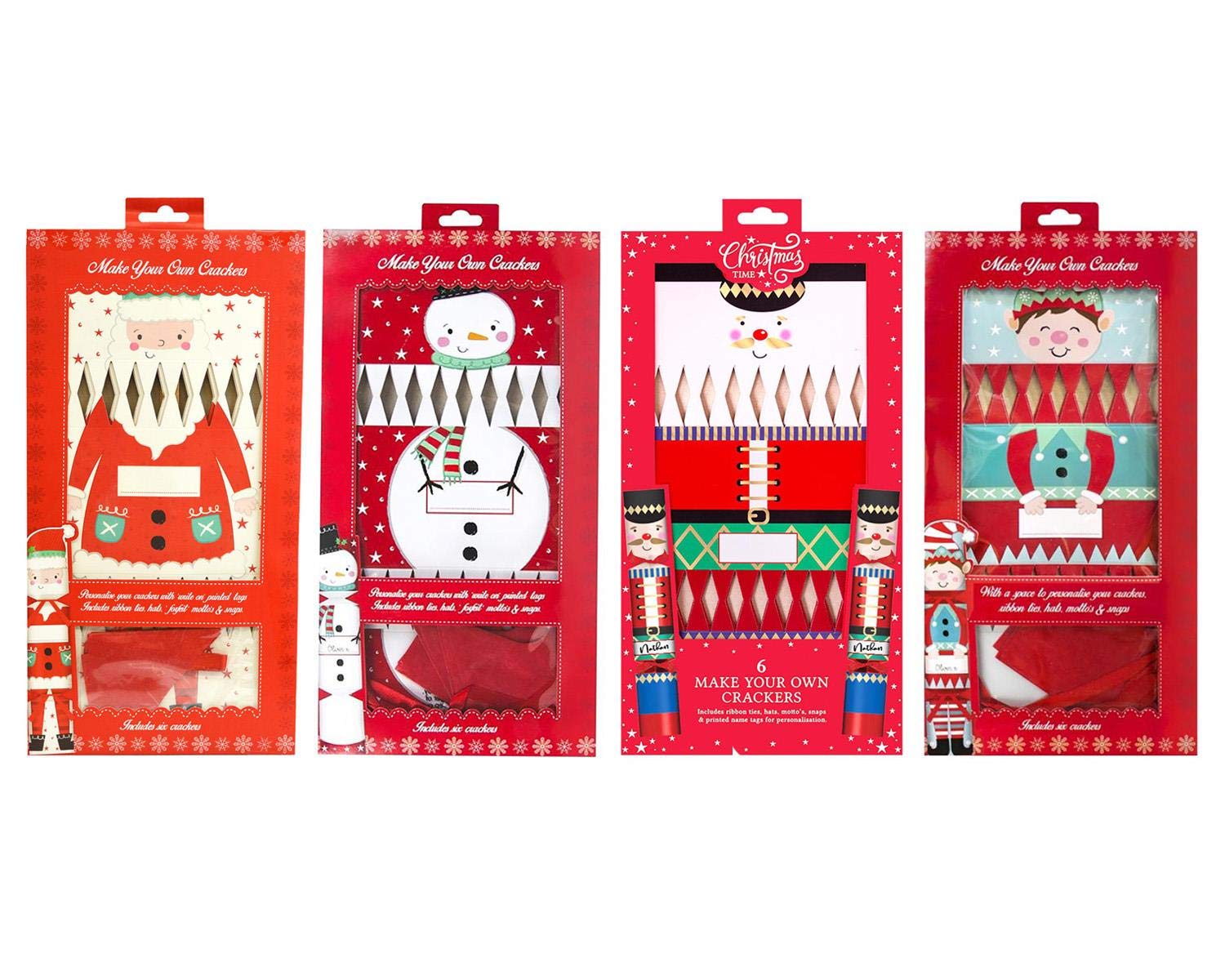 Yöl Red 24 Make Your Own Christmas Crackers Santa Elf Snowman Diy Kit Empty Party Craft Tableware