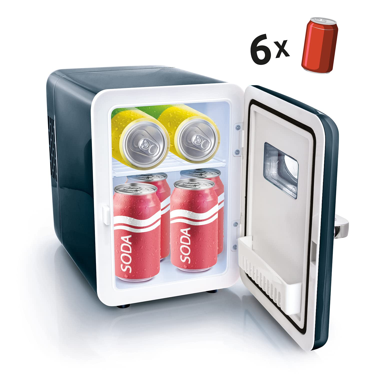 So Chill Black, 4L, cavo, utilizzare mini frigo, giocatori, studenti, viaggi a casa/auto/Hangouts + altro, alimentazione USB, adesivi inclusi, 6 lattine