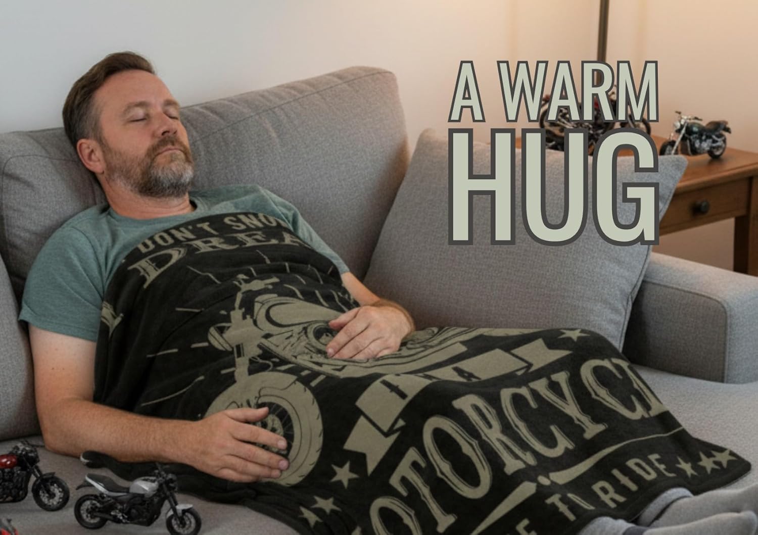 InnoBeta Motorcycle Gifts for Men, Throw Blanket for Motorbike Lover Biker Rider for Father's Day, Christmas, Birthday - I Don't Snore I Dream I'm A Motorcycle (50x65 inches) - Image 3