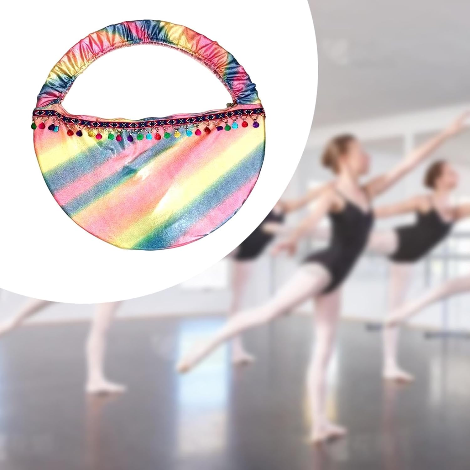 Exercise Hoop Bag Organizer Rainbow Fitness Hoop Storage Bag Gymnastics Equipment Holder for Party Games Show Training Stage