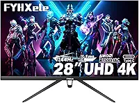 FYHXele Monitor Gamer 4K Uhd 28", 144Hz, 1Ms, Ips com Hdr400, 100% Srgb, Amd Freesync/G-Sync, Jogos e Escritório, com Entradas Type-C/Hdmi/Usb, Alto-Falantes Integrados, Montagem Vesa e Filtro Luz