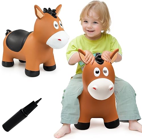 Caballo hinchable para niños pequeños de 1 a 3 años, juguetes inflables para saltar con animales para 1, 2, 3, 4, 5 años, regalo de primer
