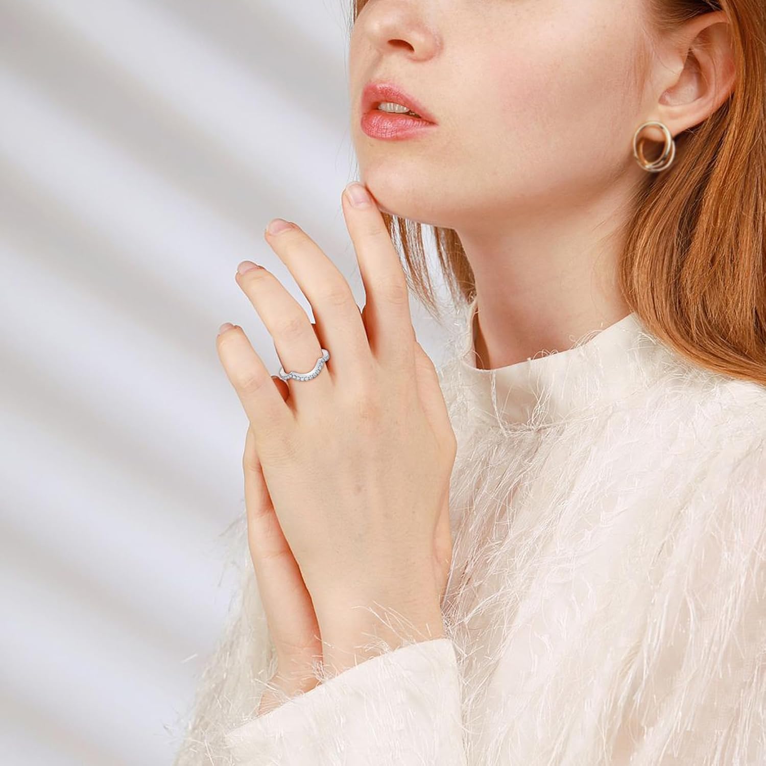 Moissanite Wedding Band for Women, Moissanite Wedding Rings 18K White Gold Plated with S925 Sterling Silver - Image 4