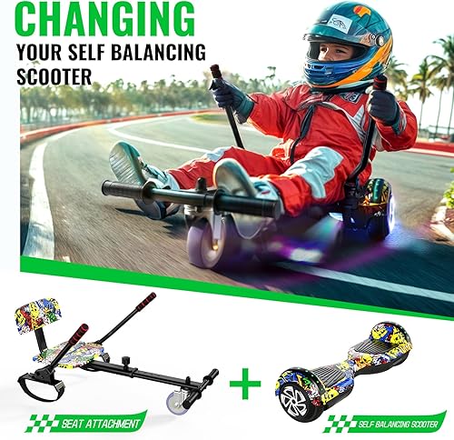 Miniatura 2 de Scooter con accesorio de asiento para niños y adultos, scooter de equilibrio de 6.5 pulgadas y 8.5 pulgadas con altavoces Bluetooth y luz LED