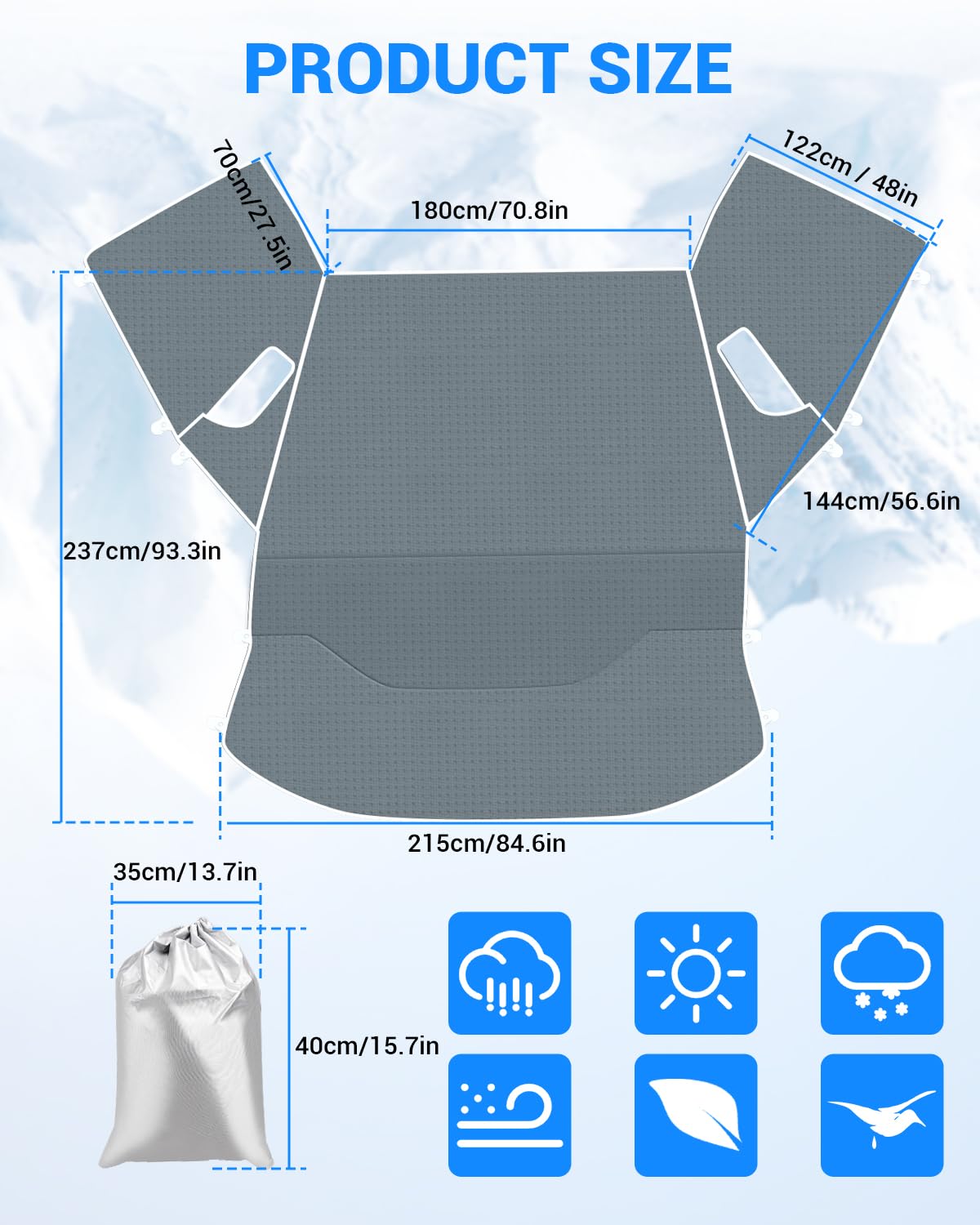 SUPAREE Cubierta de Parabrisas Ducato Parasols Termicos para Furgonetas Cubierta para Parabrisas de Autocaravana Exterior Protección UV para F-iat Ducato Peugeot Boxer C-itroen Jumper