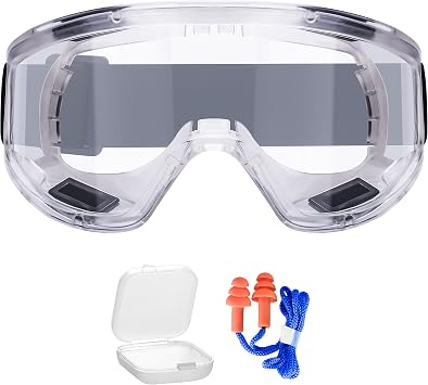 AirGearPro Vision-1000 Anti-Fog Safety Goggles | Anti-Scratch Clear Safety Glasses, Eye Protection Goggles Ideal for DIY work, Sanding, Dust, Woodworking, Construction, Chemistry.