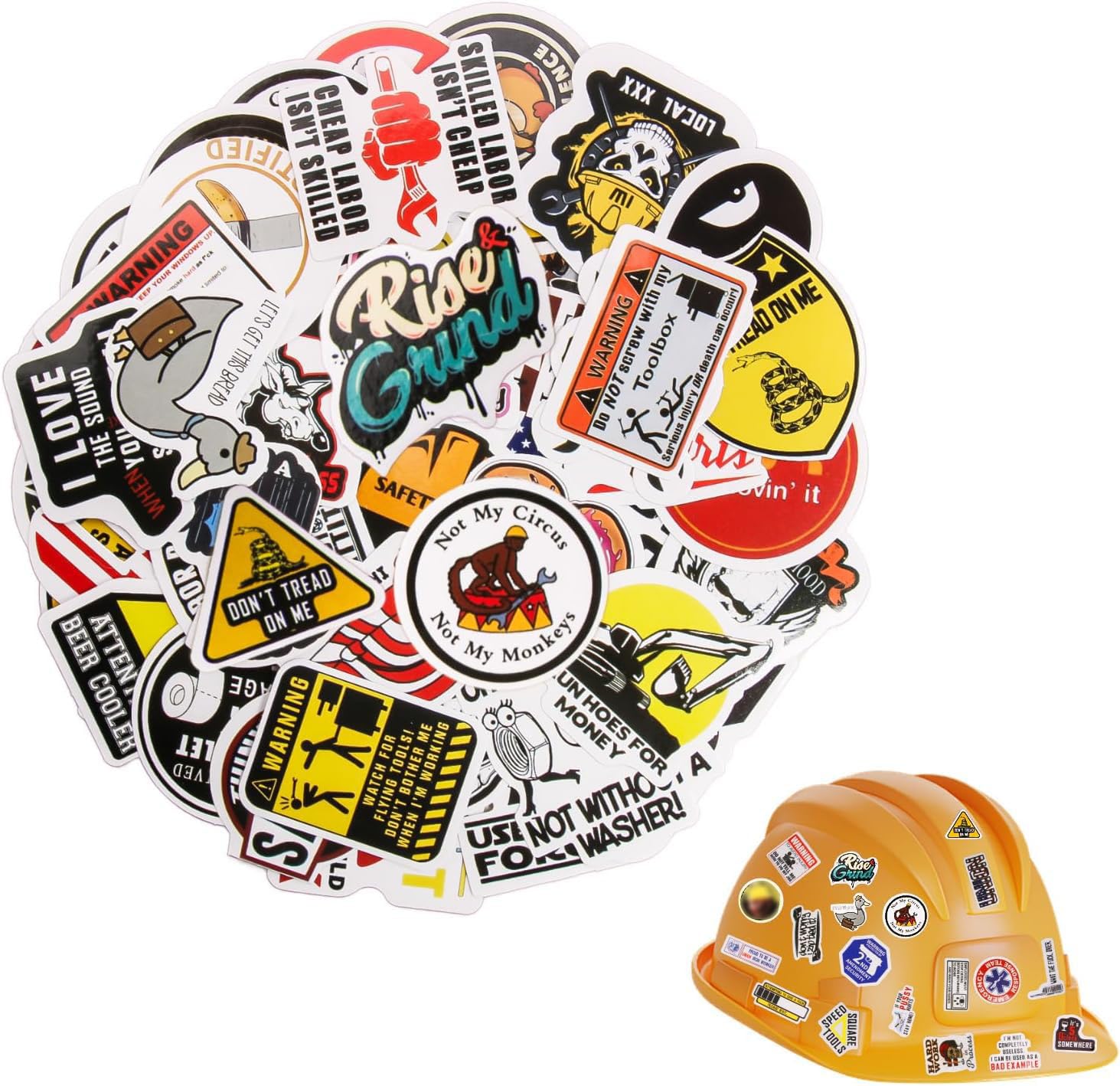 150Pcs Funny Stickers, Safety Helmet Stickers for Adults, Waterproof Vinyl Hard Hat Stickers, Worker Sticker Set for Mechanics Tool Box Laptop Suitcase Motorcycle Skateboard