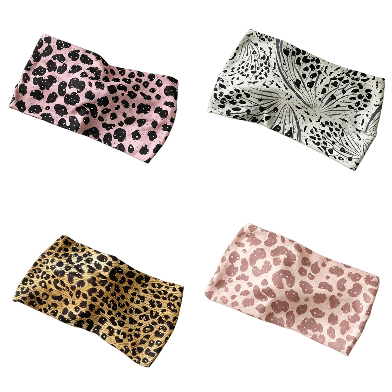 CYUCHENC wide headband 4 Pack Leopard Print Perm Hairband Fashion Hot Girls Wide-brim Knotted Elastic Sports Sweat-absorbent Women-6-four