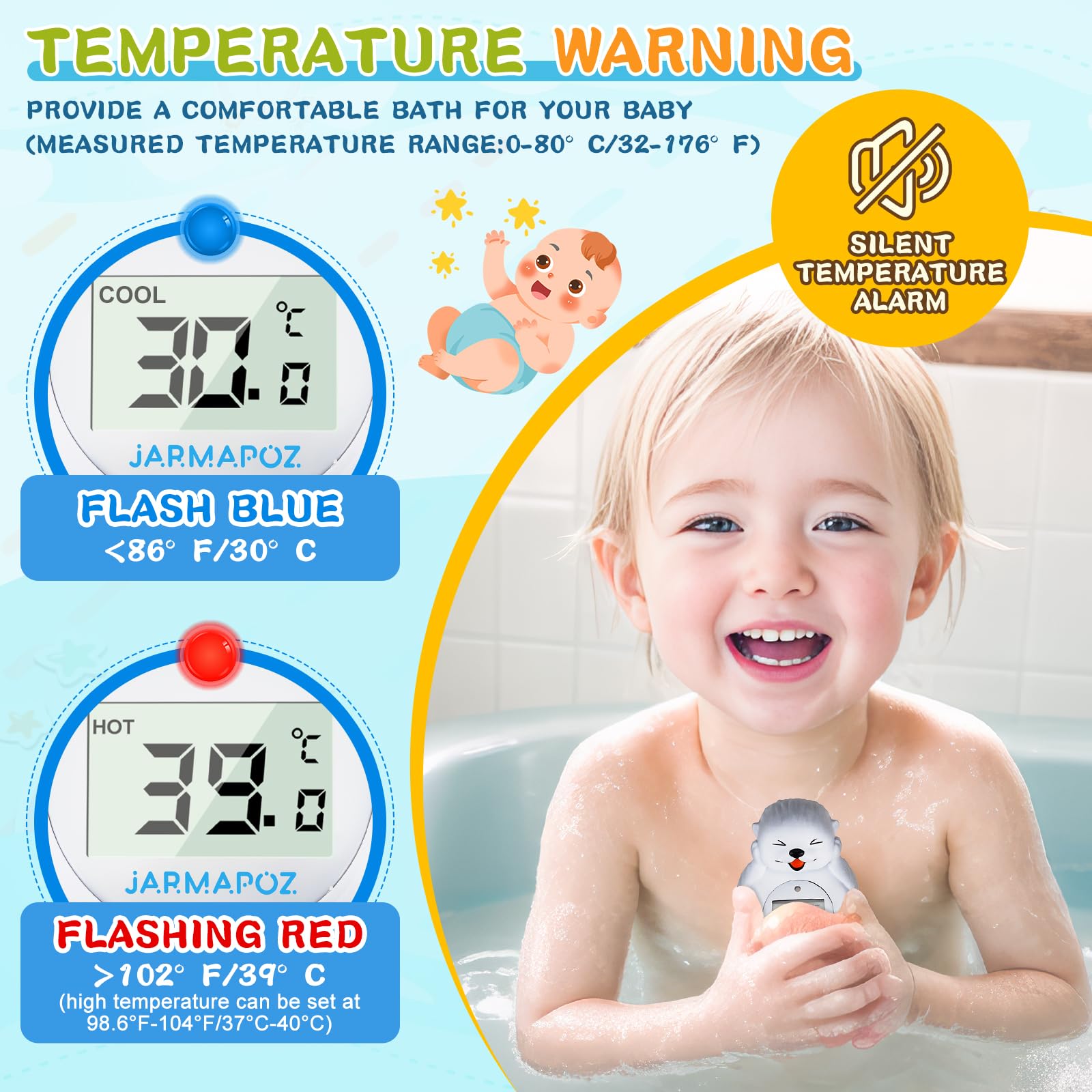 Termometro da Bagno per Bambini, Convertibile tra ℉ e ℃, Termometro di Sicurezza per Neonati e per la Temperatura della Stanza, Giocattolo Galleggiante Sicuro per Vasca da Bagno (Anatra)