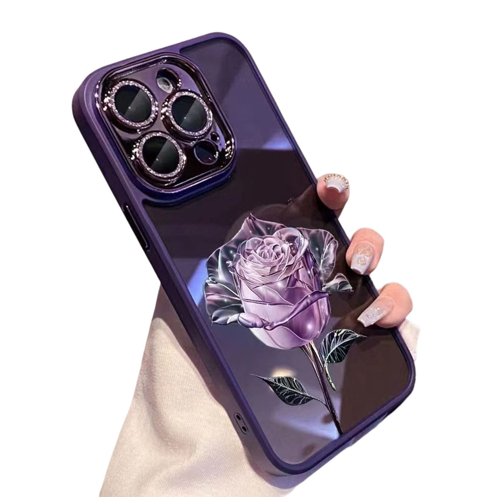 Hawtrytoa Fairy Rose for iPhone Case, Fairy Rose Phone Case for iPhone 12/13/14 Pro Max (Purple,for iPhone 14 Pro max)