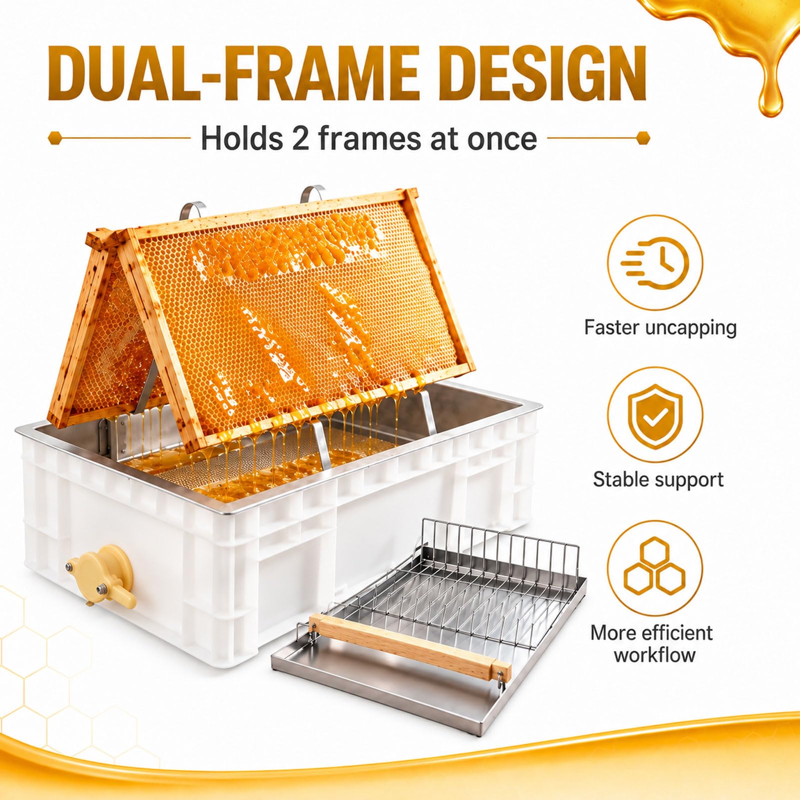 Réservoir extracteur de miel avec filtre pour apiculture