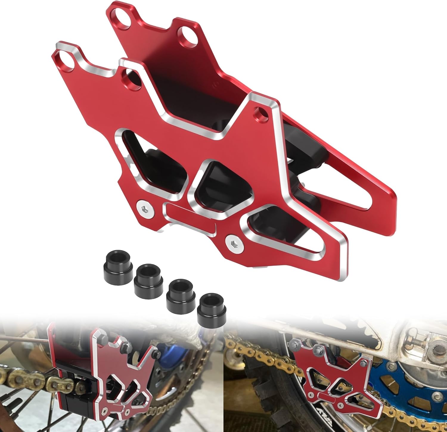 DRZ400S/E/SM Rear Chain Guide Saver Protecter Compatible with DRZ 400S DRZ 400E 2020-2024 DRZ400SM 2005-2024 RMZ250/450 Motorcycle Sprocket Guard Chain Protector (Red)