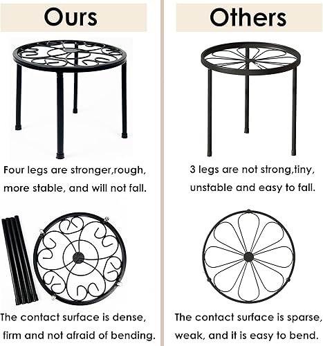 Miniatura 2 de HAINARverS Soporte de metal para plantas, paquete de 5 unidades, soporte de hierro resistente a la corrosión, soporte redondo de exhibición