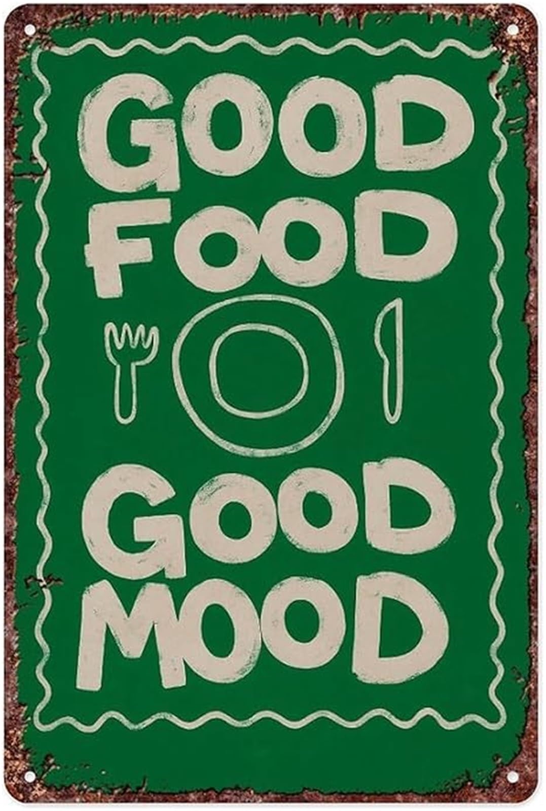 FNYUVNFAF Funny Quote Food Mood Retro Tin Sign for Home Bar Cafe Wall-Art 8 X 12 in