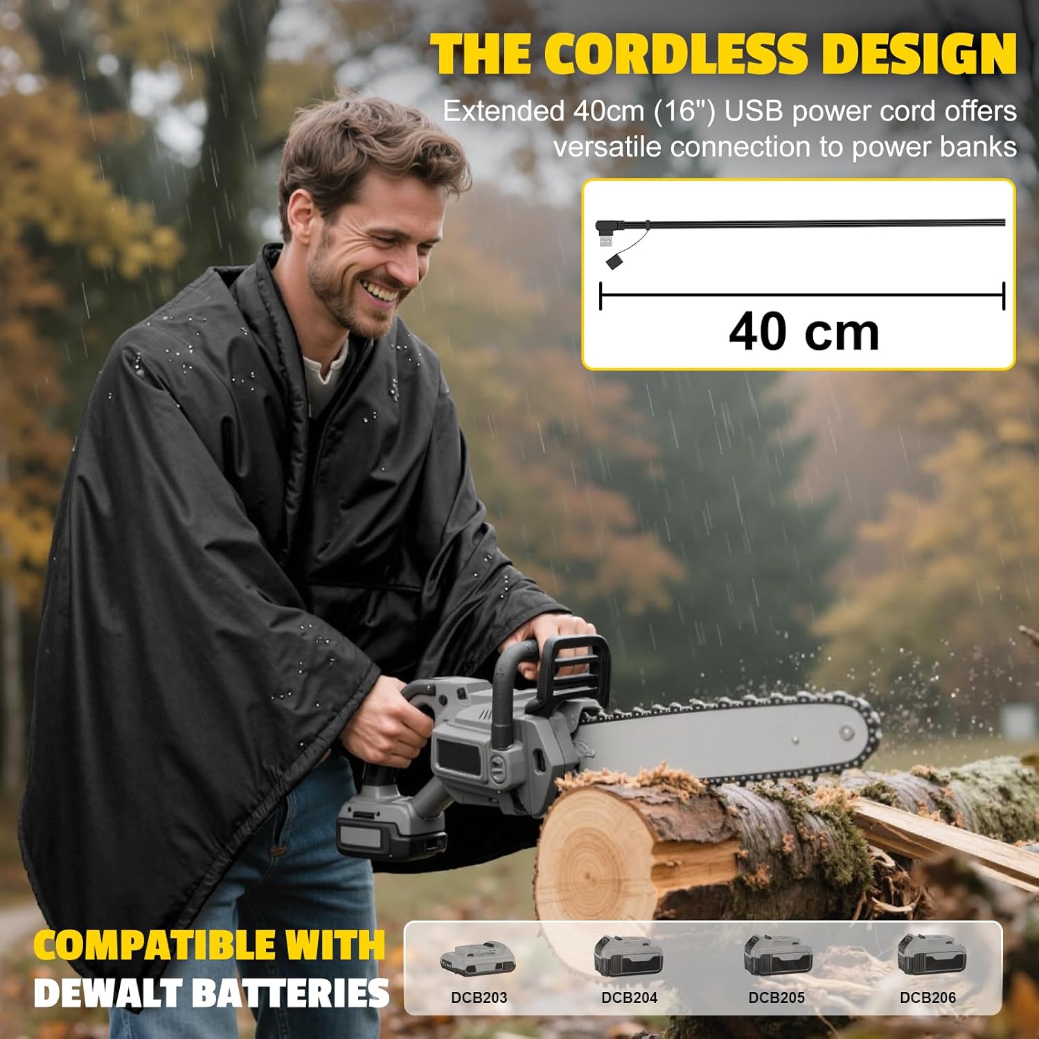 Wearable USB & Cordless Electric Heated Blanket Throw Portable 145x90cm with Adapter Compatible with Dewalt Battery 3-Temp Heating Pad Waterproof Shell（NO Battery）