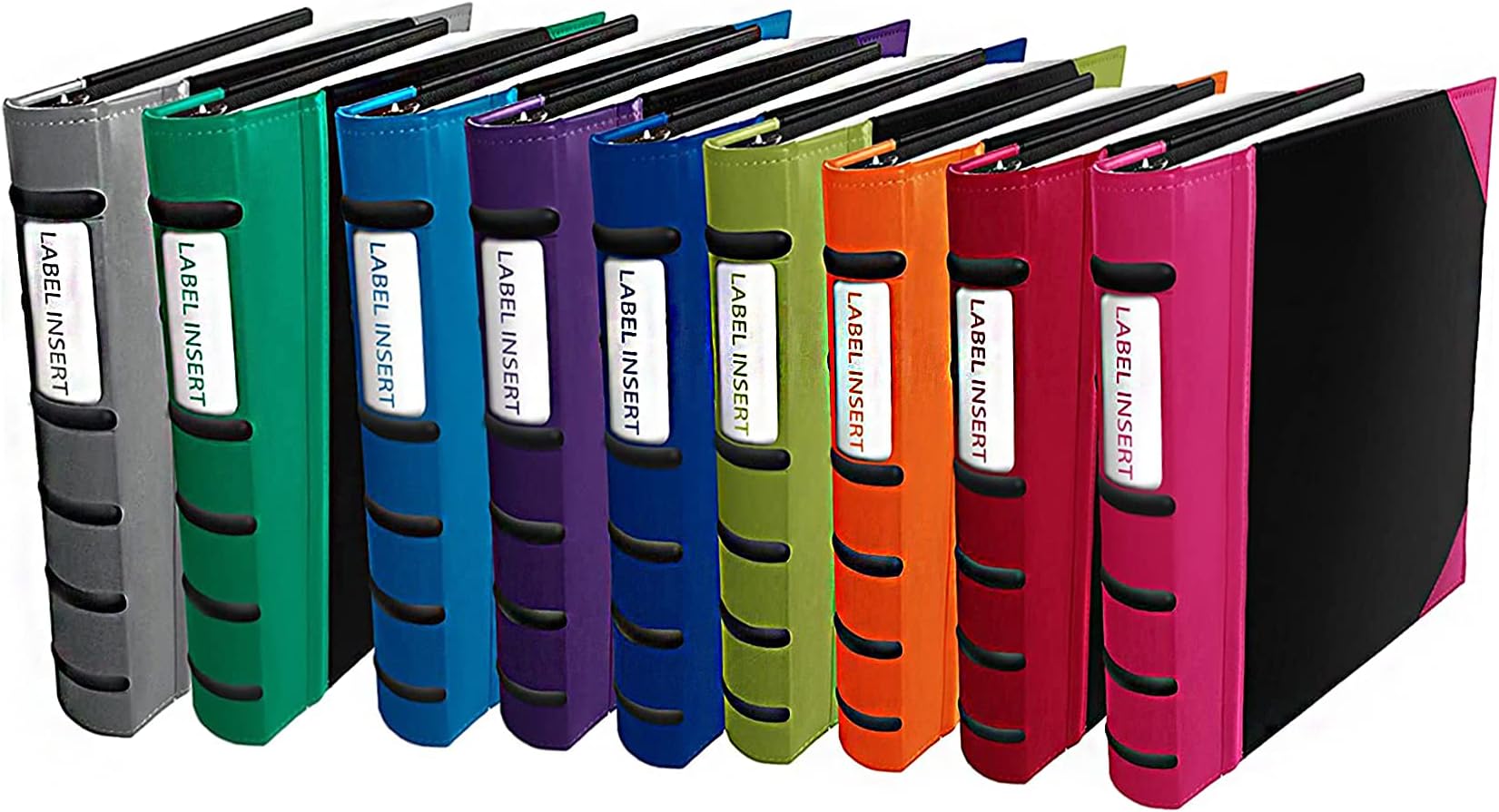 KLEER VU Executive Binder – Leather Binder with Three 1" D-Rings & Name Tag Insert, Ribbed Spine, Holds 225 8.5x11” Sheets - Professional Binder Organizer for Office, School, Library, Home (Purple)