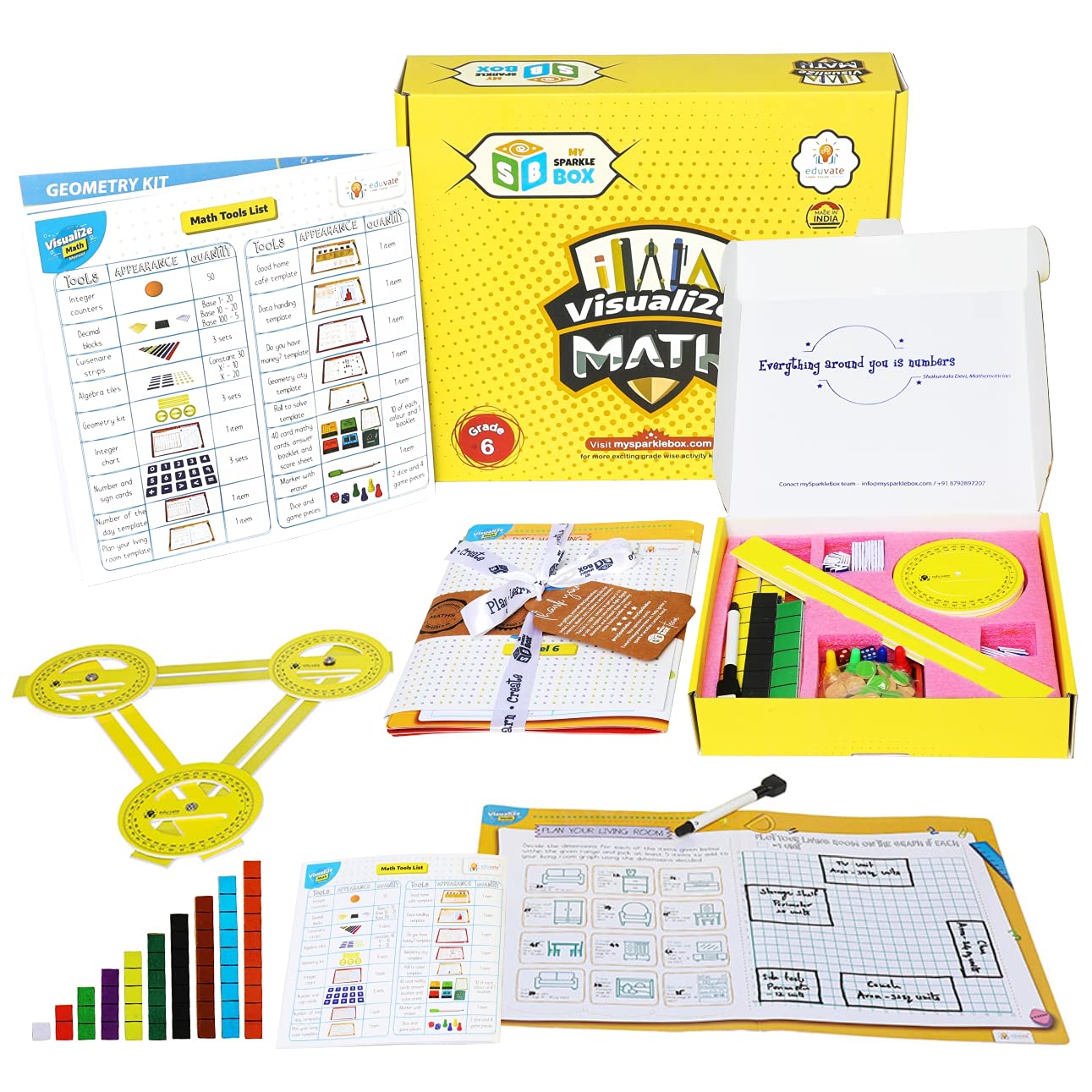 Buy Sparklebox Math Learning Kit for Grade 6 | 20+ Fun Activities | Age ...