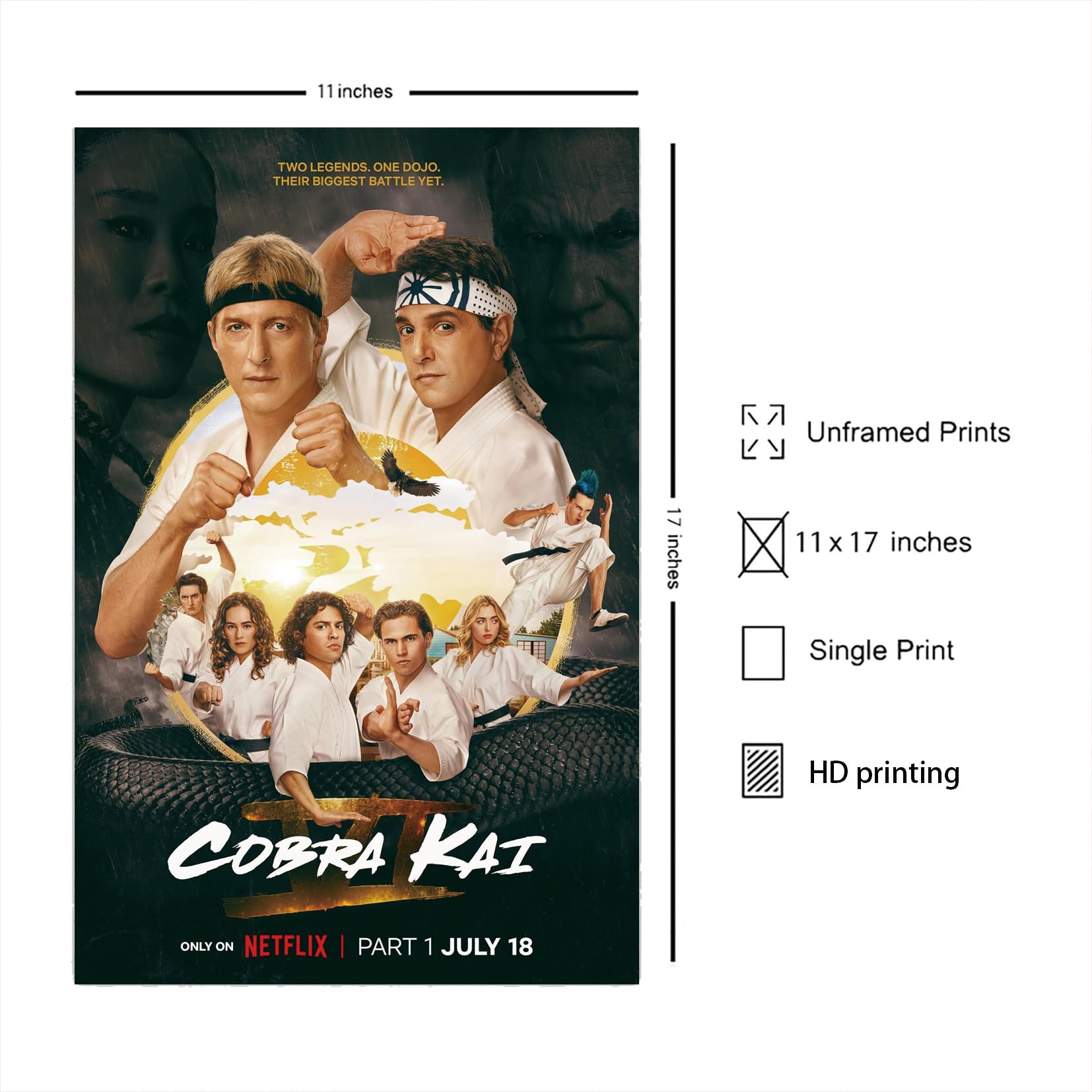 Poster Cobra Kai Sur Toile - Impression Haute Qualité 30x45 Cm - Décoration Murale Salon, Chambre - Sans Cadre