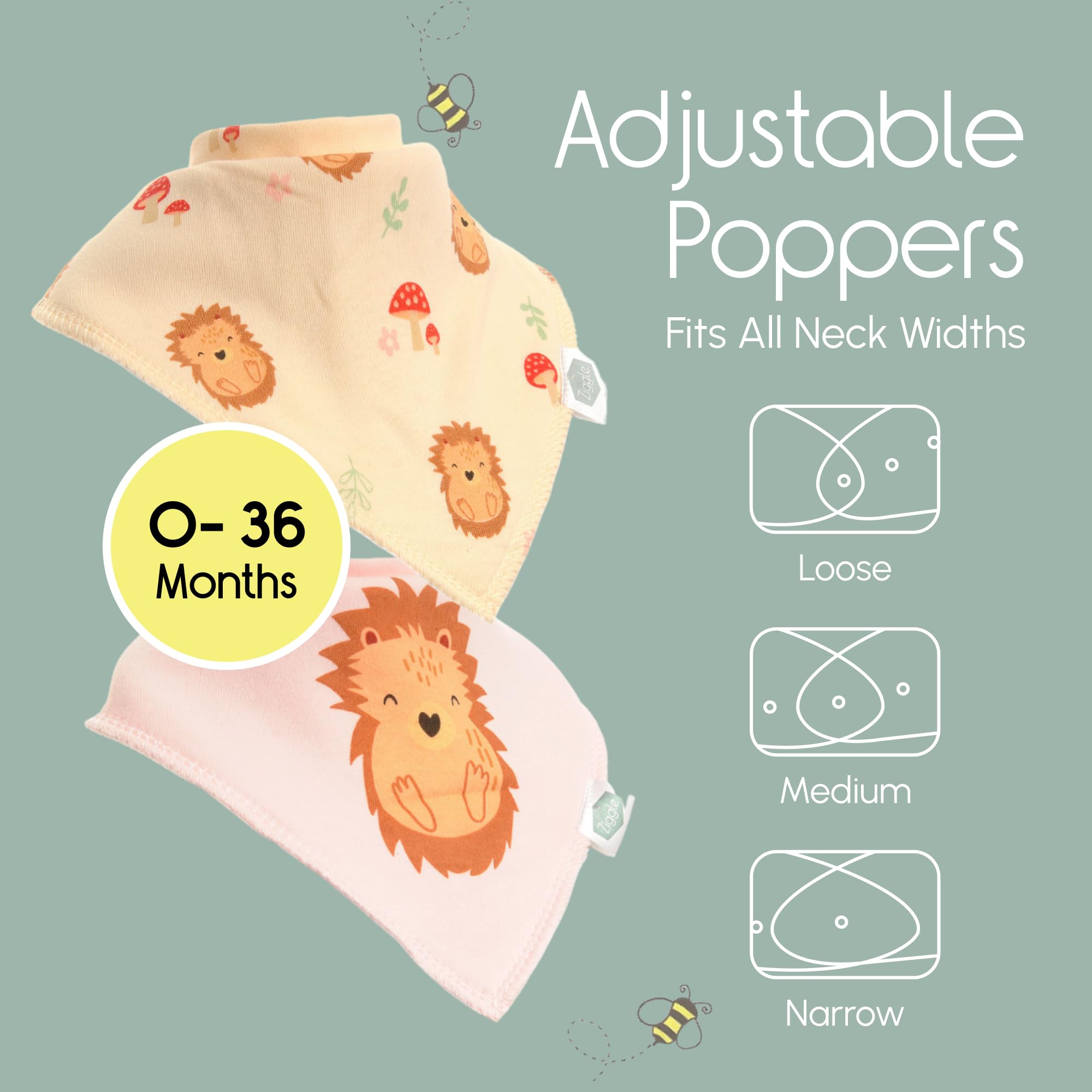 Ziggle, Bandana Dribble Bibs, Cotton Front Baby Bibs Newborn to 24 Months, Newborn Baby Gifts - Image 3