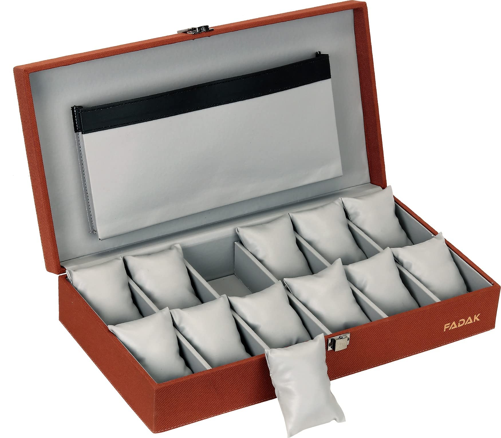 FADAK Polyster Watch Box | Watch Holder | Watch Box Organizer with 12 Slots | Watch case holds 12 Watch |watch stand Wrist Watch Storage Box with Polyster. (Brown) (B0BZTGBLSC) Amazon Price History, Amazon Price Tracker
