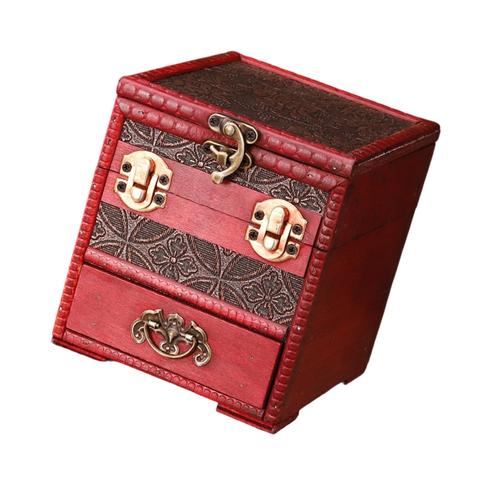 ordinarYone Retro Royal Styles Wooden Jewelry Box With Glass And Multiple Compartments For Necklaces Earrings Rings