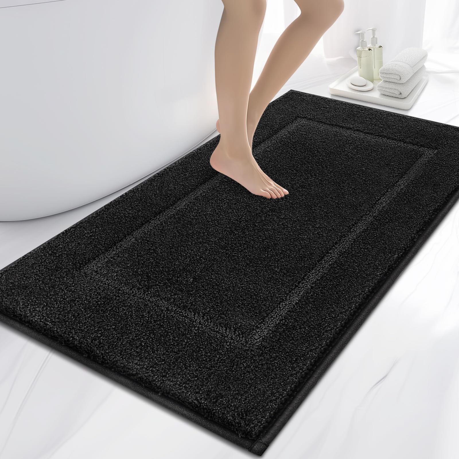 anllugs Black Bathroom Rug
